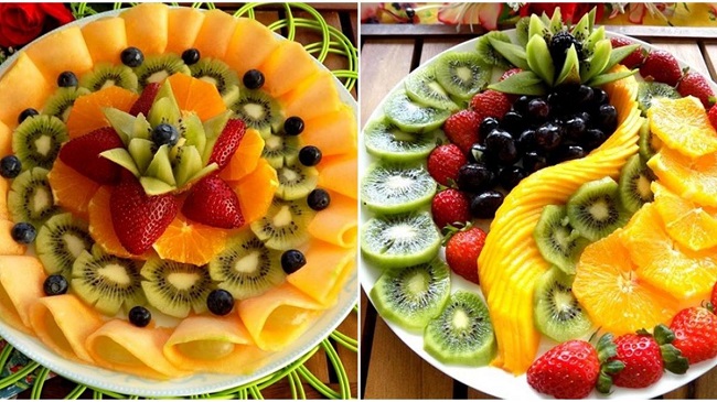 cách trình bày đĩa hoa quả đơn giản